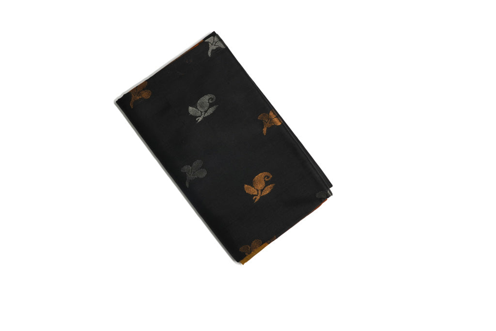 Black & Mustard Uppada Pattu Saree with Gold Zari Buttas