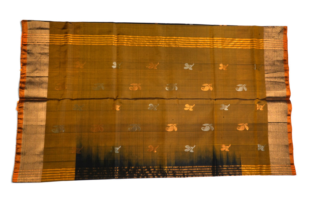 Black & Mustard Uppada Pattu Saree with Gold Zari Buttas
