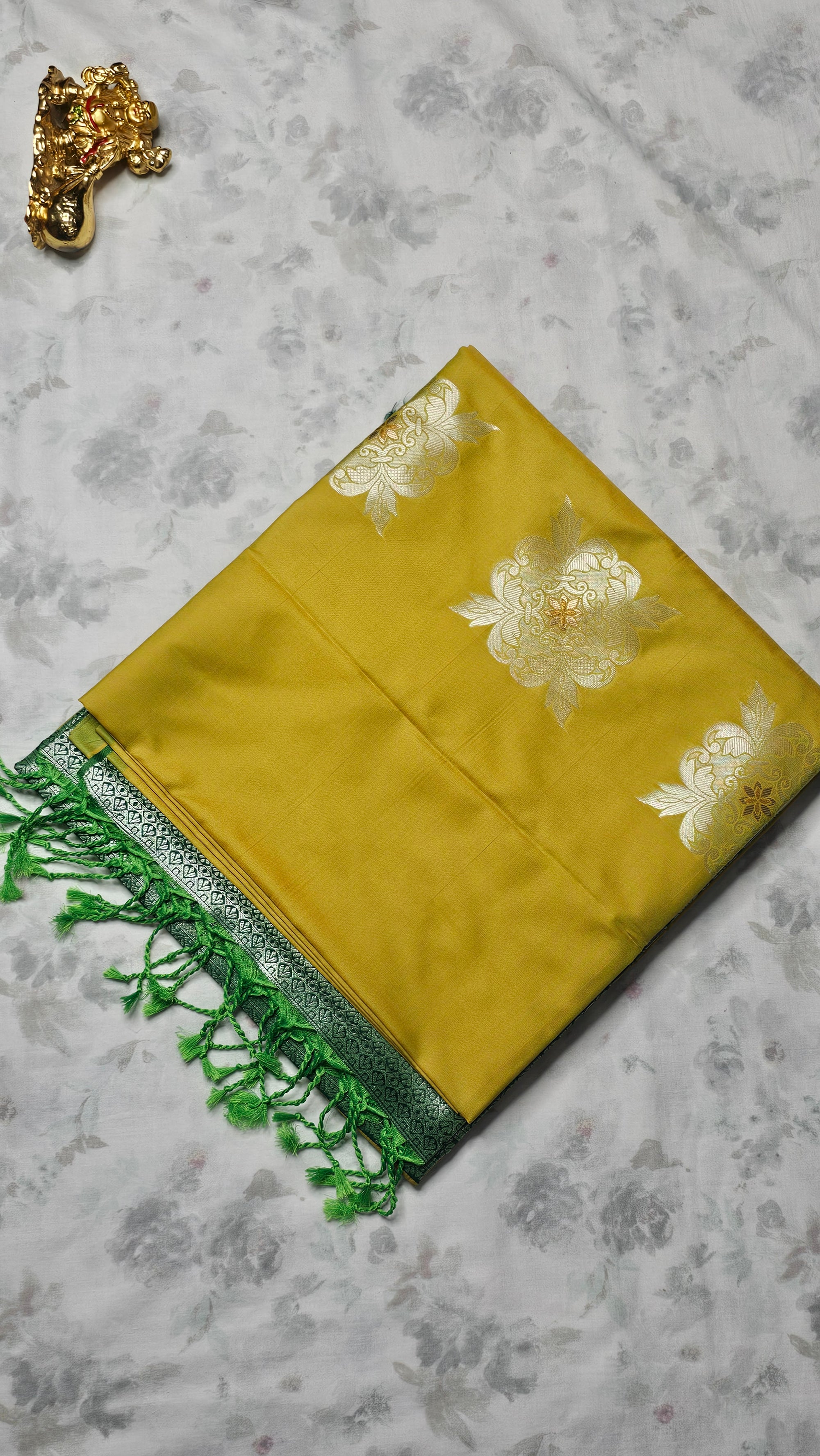 Radiant Yellow Silk Saree with Green Zari Woven Pallu