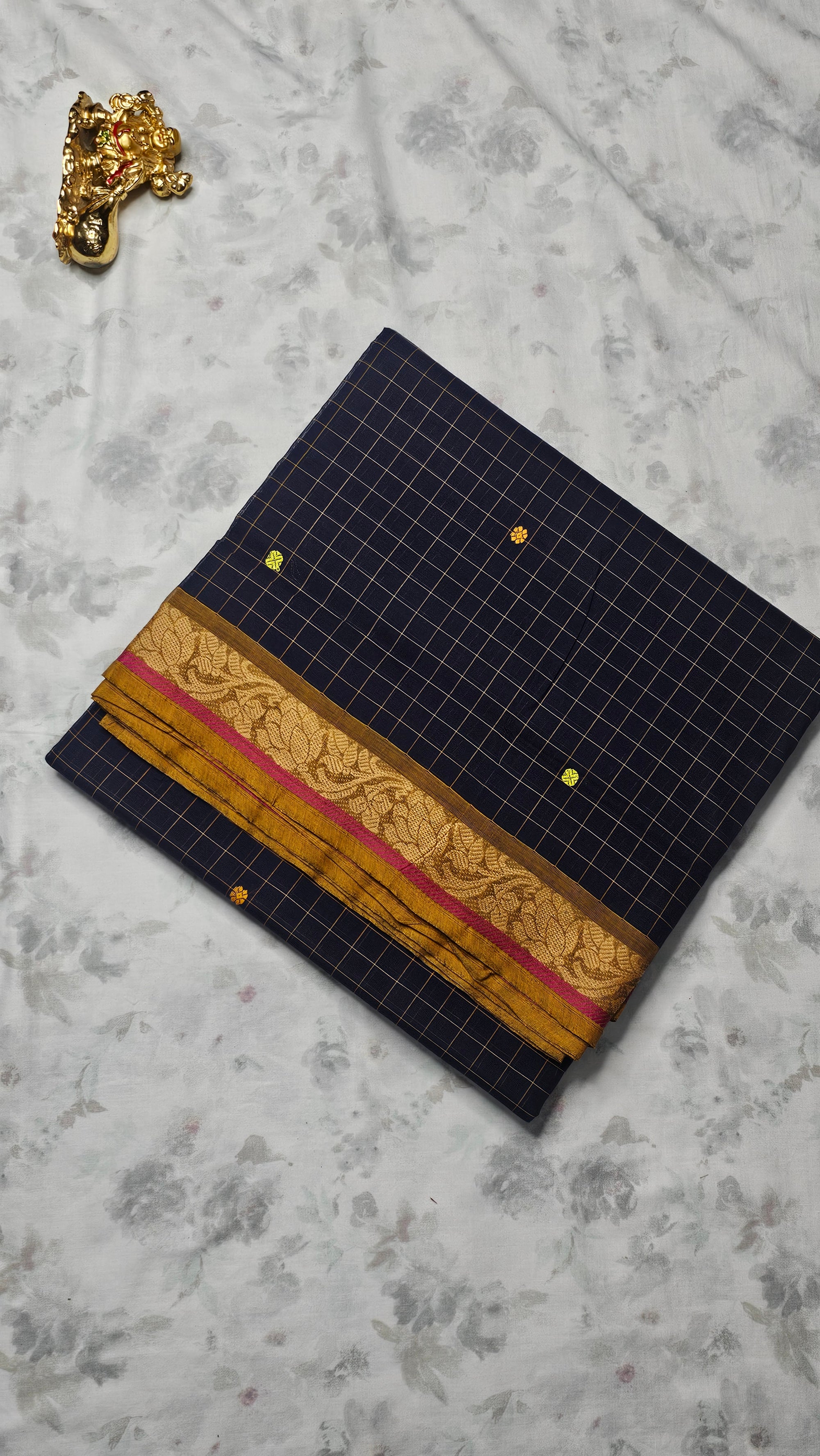 Pure checkered Chettinad Cotton Saree – Handwoven Elegance from Tamil Nadu