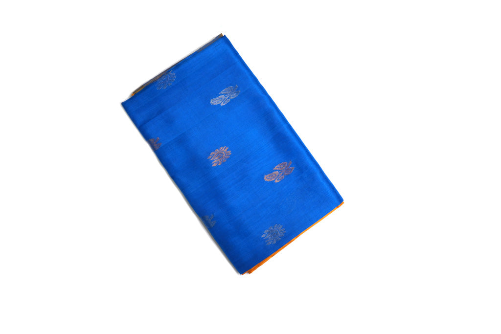 Royal Blue Uppada Pattu Saree with Mustard Gold Pallu