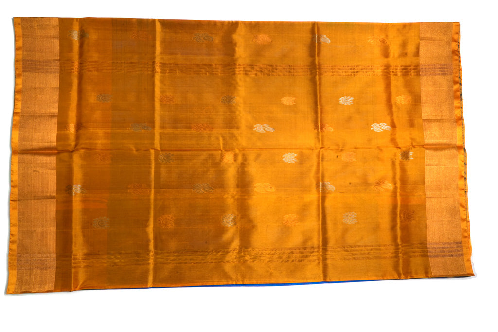 Royal Blue Uppada Pattu Saree with Mustard Gold Pallu