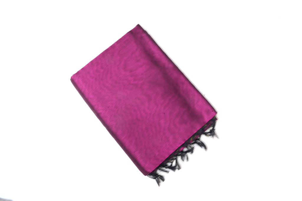 Bright Yellow Mangalagiri Cotton Saree with Magenta Contrast Pallu