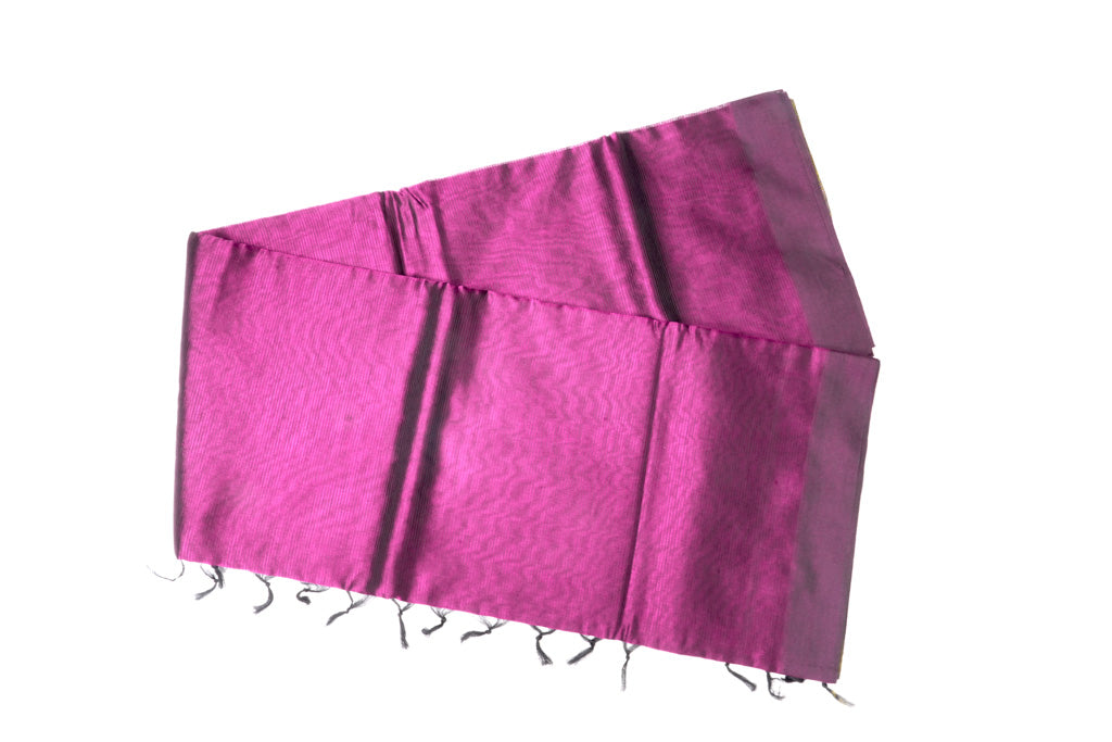 Bright Yellow Mangalagiri Cotton Saree with Magenta Contrast Pallu