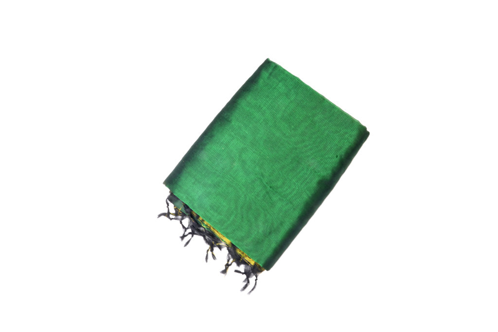 Mustard Yellow Mangalagiri Cotton Saree with Emerald Green Contrast Pallu