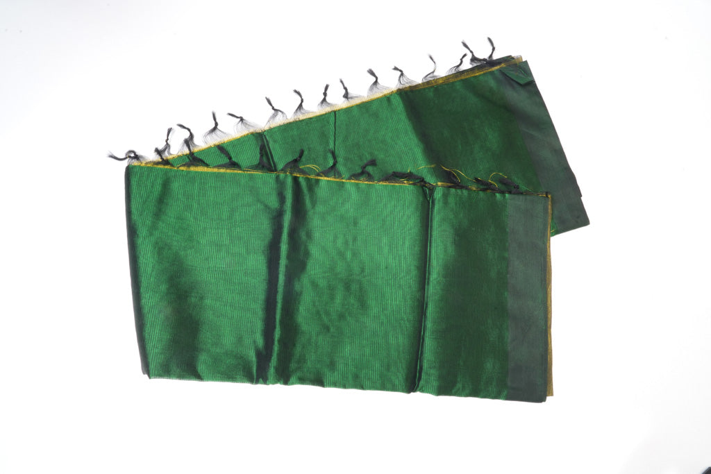 Mustard Yellow Mangalagiri Cotton Saree with Emerald Green Contrast Pallu