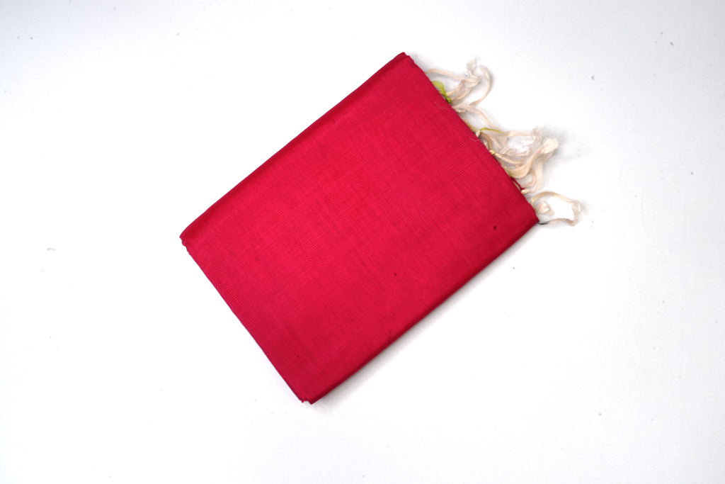 Ikkat Rani Pink Mangalagiri Cotton Saree with Soft Gold Contrast Pallu