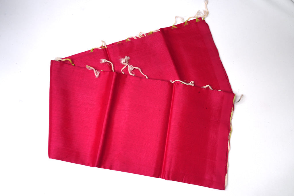 Ikkat Rani Pink Mangalagiri Cotton Saree with Soft Gold Contrast Pallu
