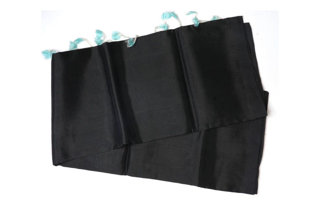 Black Ikat Mangalagiri Pattu Saree with Aqua Blue Pallu