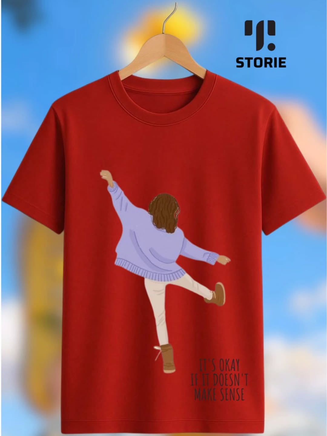 Its Okay If It Doesn't Make Sense Aesthetic Tee - Crimson Red